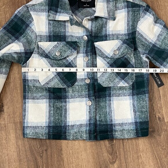 NEW New Look Blue Plaid Shacket Sz S - Picture 8 of 11